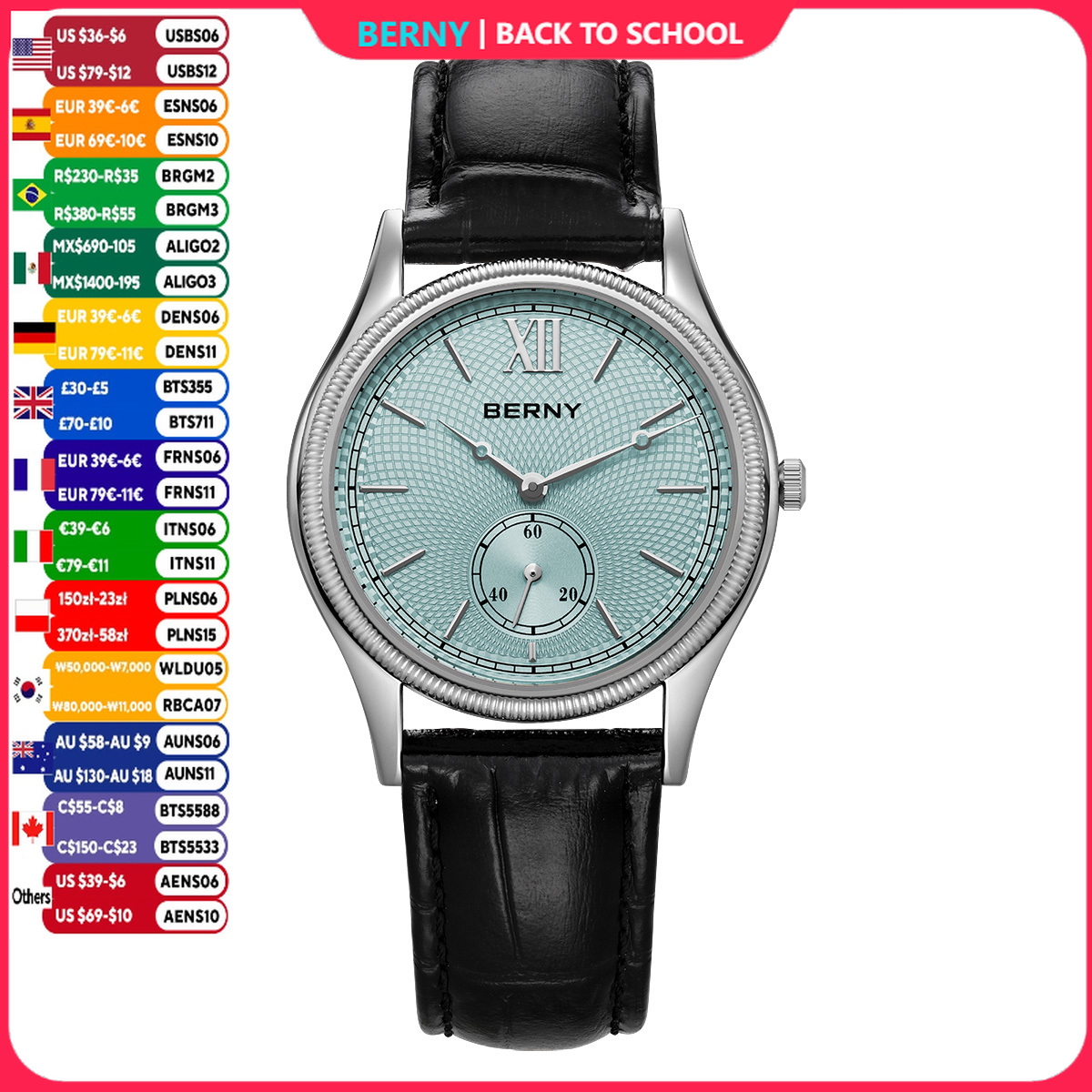 Luxury Watch On Sale - BERNY นาฬิกาข้อมือผู้ชาย ดีไซน์หรูหรา คลาสสิก มีสไตล์ นาฬิกาควอทซ์