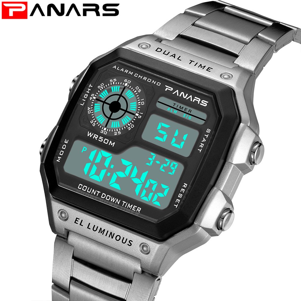 Luxury Watch On Sale - ขายร้อนสุดหรูสแตนเลสสตีลกีฬานาฬิกา Mens กันน้ํานาฬิกาข้อมือดิจิตอลนาฬิกาปลุกชาย