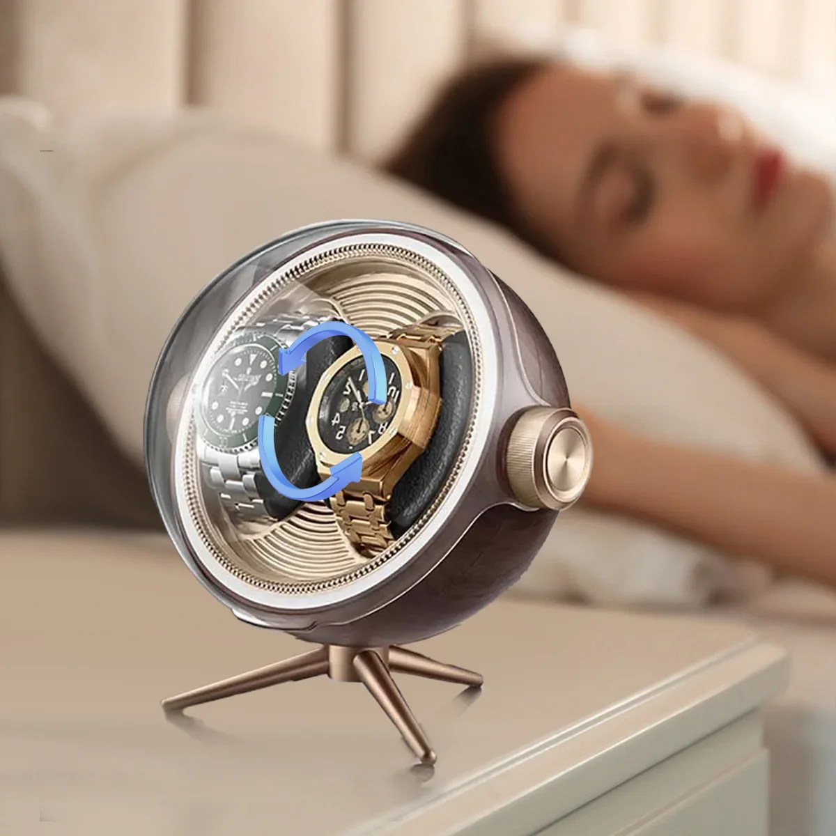 Zero Luxury Watch - หรูหรานาฬิกาอัตโนมัติ Winder Zero แม่เหล็กในครัวเรือนเงียบนาฬิกา Led ไขลานอุปกรณ์ข้างเตียงกล่องเก็บของ