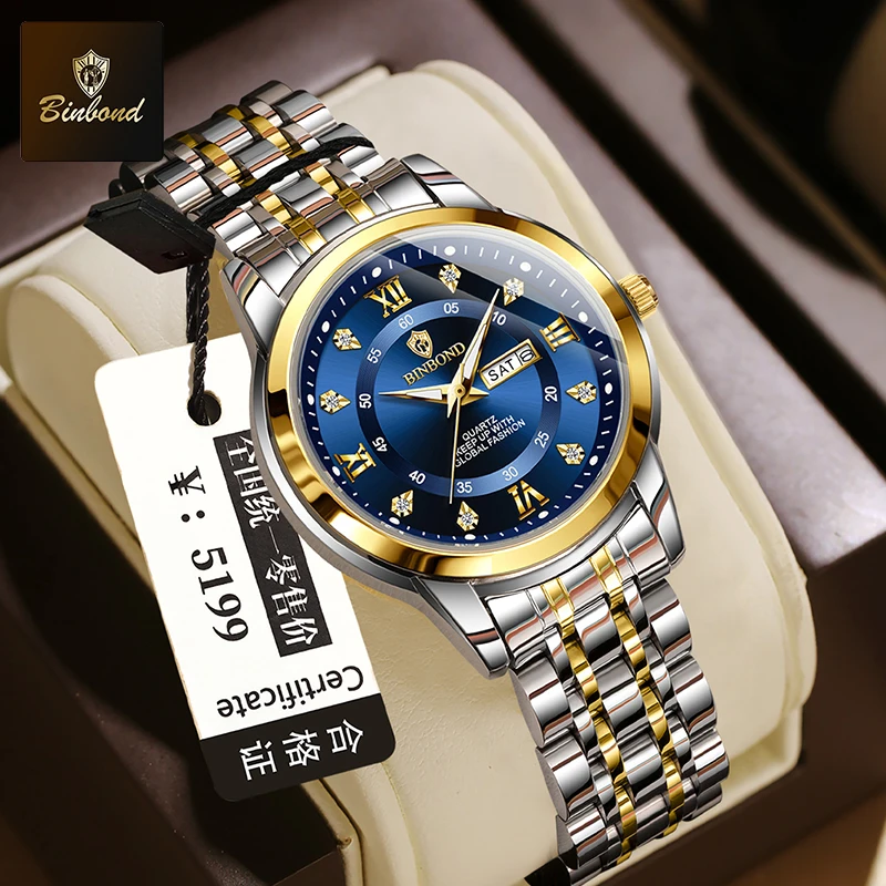 Luxury Watch Index - นาฬิกาข้อมือควอตซ์ BINBOND B7169 แบรนด์ดัง หรูหรา แฟชั่น