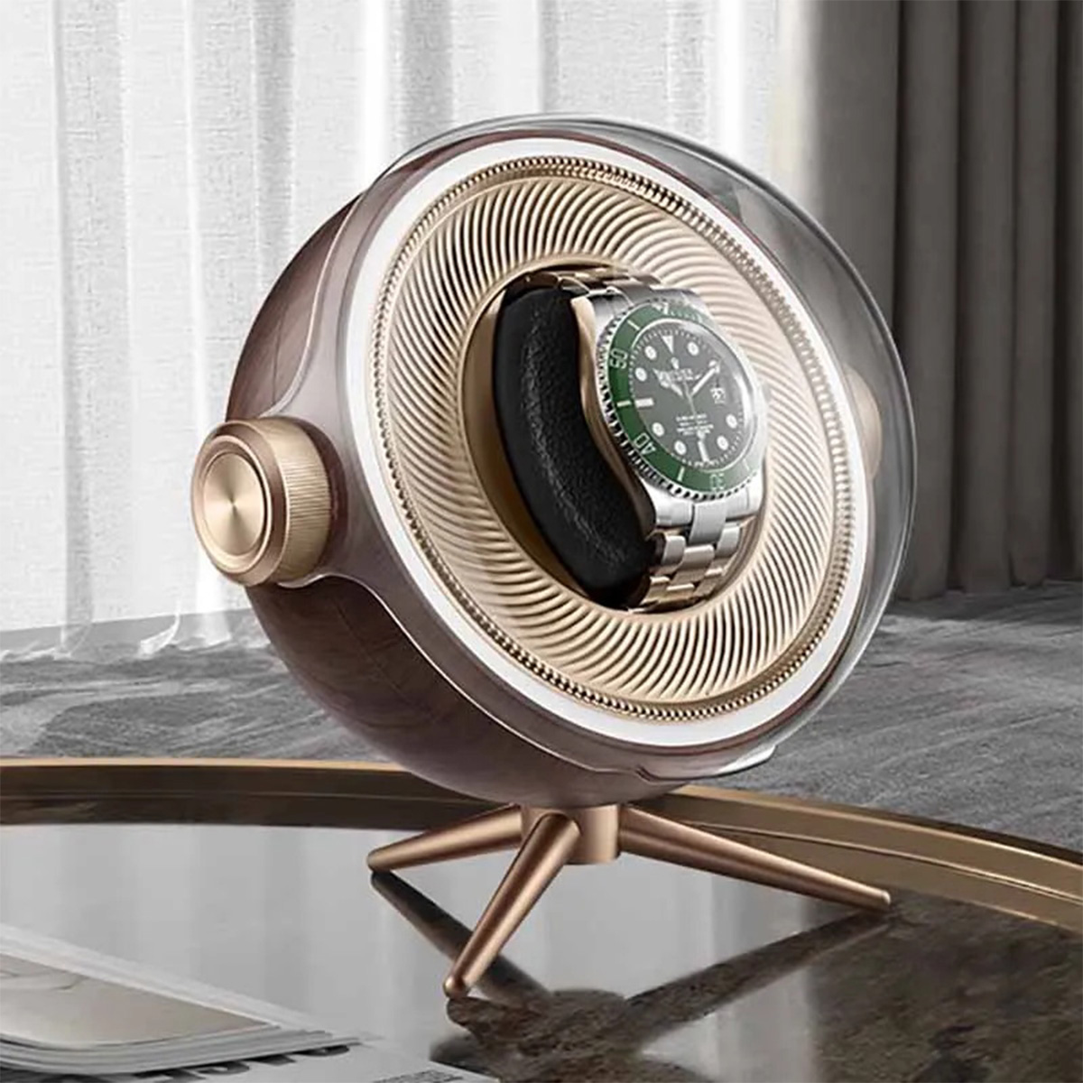 Zero Luxury Watch - กล่องเก็บนาฬิกาไขลานอัตโนมัติสุดหรู พร้อมระบบแม่เหล็กต่ำ เงียบ ใช้ในบ้าน ไฟ LED