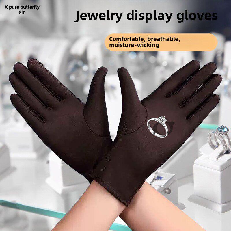 Luxury Watch Photography - ร้านขายนาฬิกาและเครื่องประดับเพชร คู่มือพิเศษ การถ่ายภาพงานแต่งงาน ถุงมือโชว์สินค้าสีคอฟฟี่สุดหรูสำหรับสุภาพสตรี ชุดไซส์ใหญ่