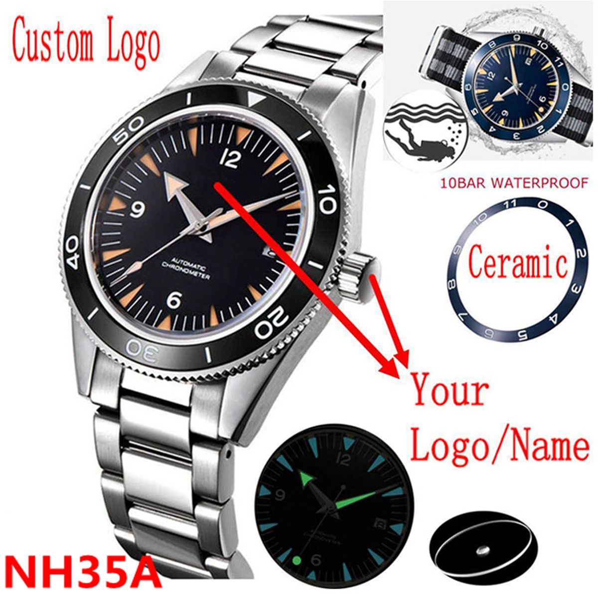 โลโก้ที่กําหนดเอง NH35 นาฬิกา  - Luxury Watch Collection บทวิจารณ์และราคา